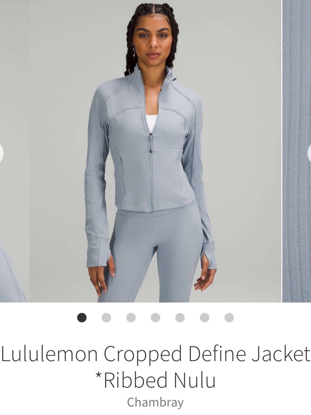 lululemon athletica Chambray Cropped Define Jacket - Light Gray/blue